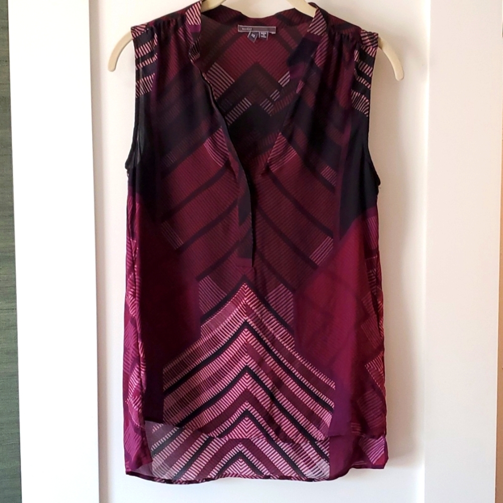 Vince geometric print silk tank